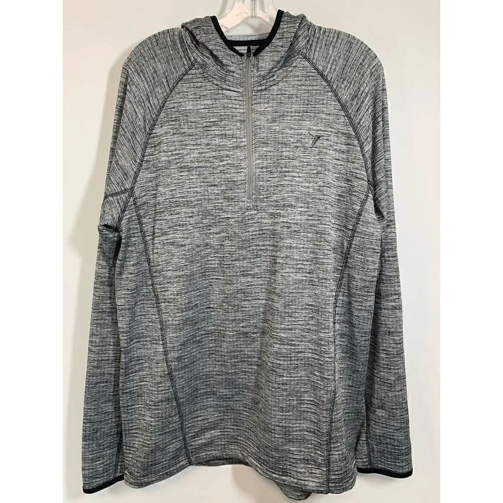 Old Navy Mens Sweatshirt Activewear Hooded Quarter Zip Gray Large